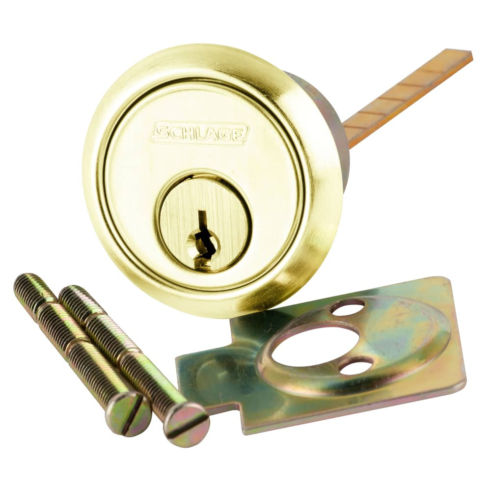 20-022-C-605 Schlage 6-pin Rim Cylinder, C Keyway in Bright Brass