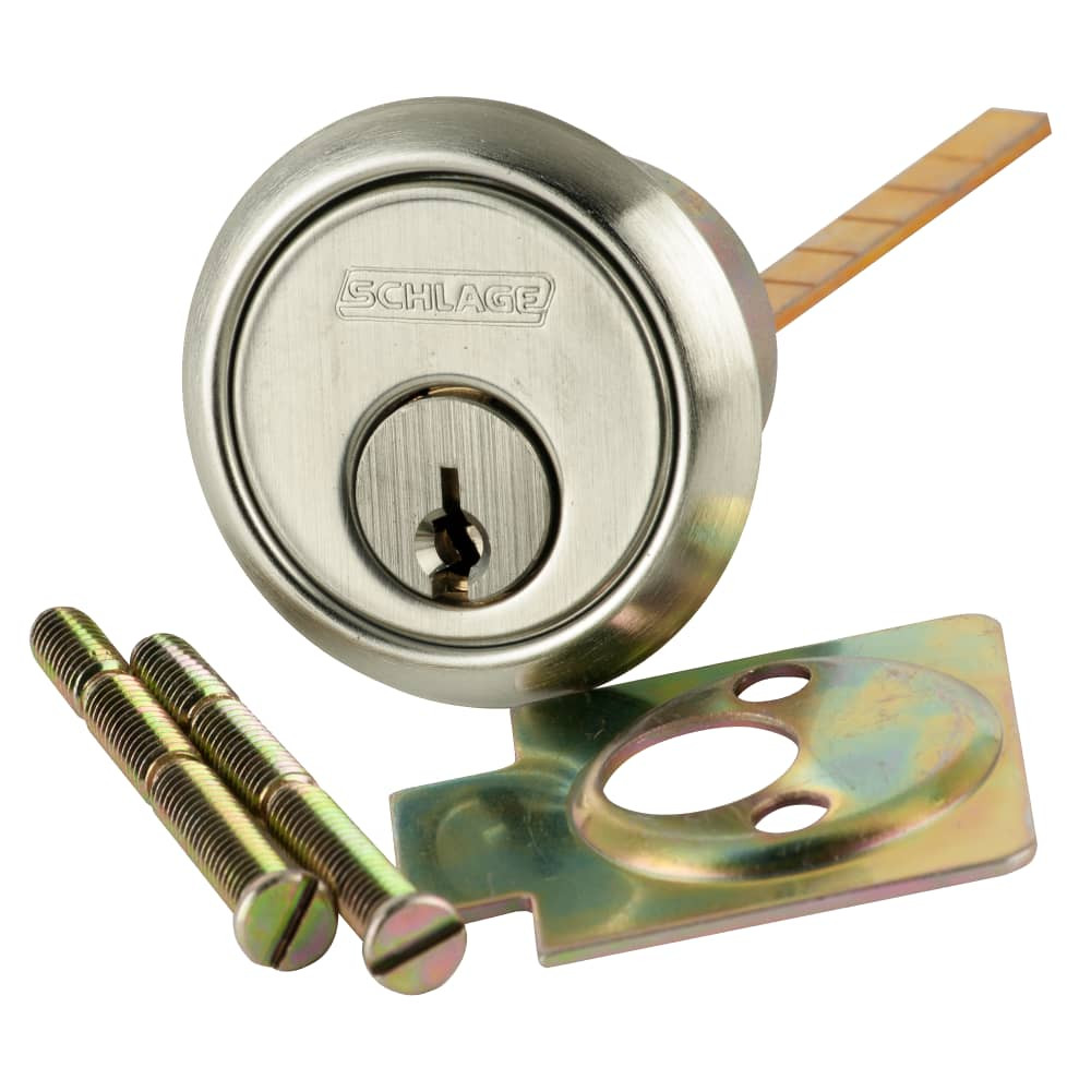 20-022-C145-619 Schlage 6-pin Rim Cylinder, C145 Keyway in Satin Nickel