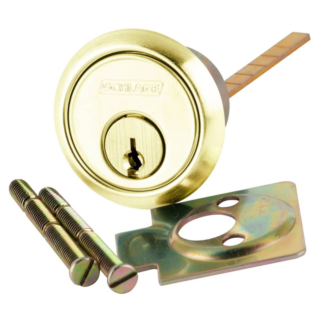 20-022-S124-605 Schlage 6-pin Rim Cylinder, S124 Keyway in Bright Brass