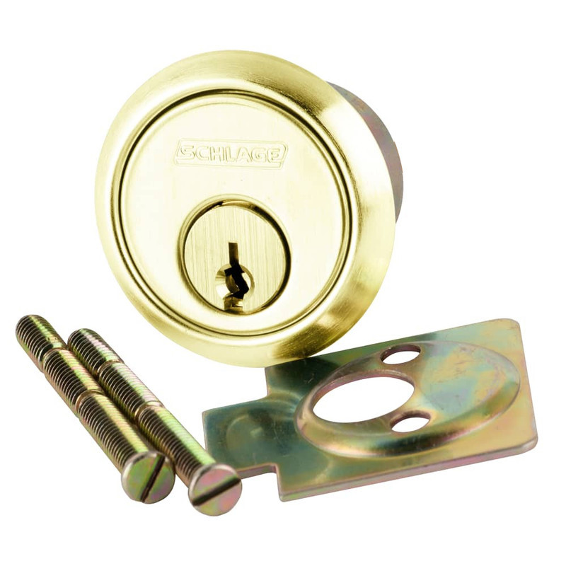 20-021-C145-605 Schlage 6-pin Rim Cylinder, C145 Keyway in Bright Brass