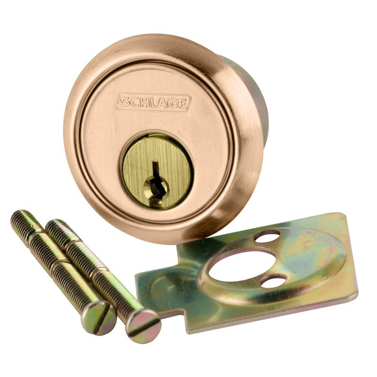 20-021-S124-612 Schlage 6-pin Rim Cylinder, S124 Keyway in Satin Bronze