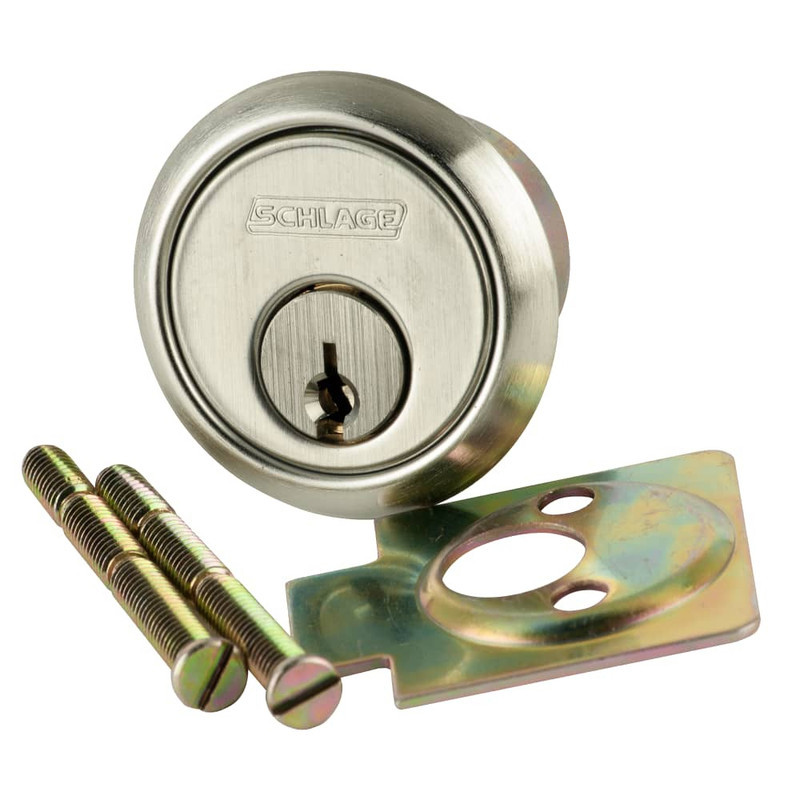 20-021-S135-619 Schlage 6-pin Rim Cylinder, S135 Keyway in Satin Nickel