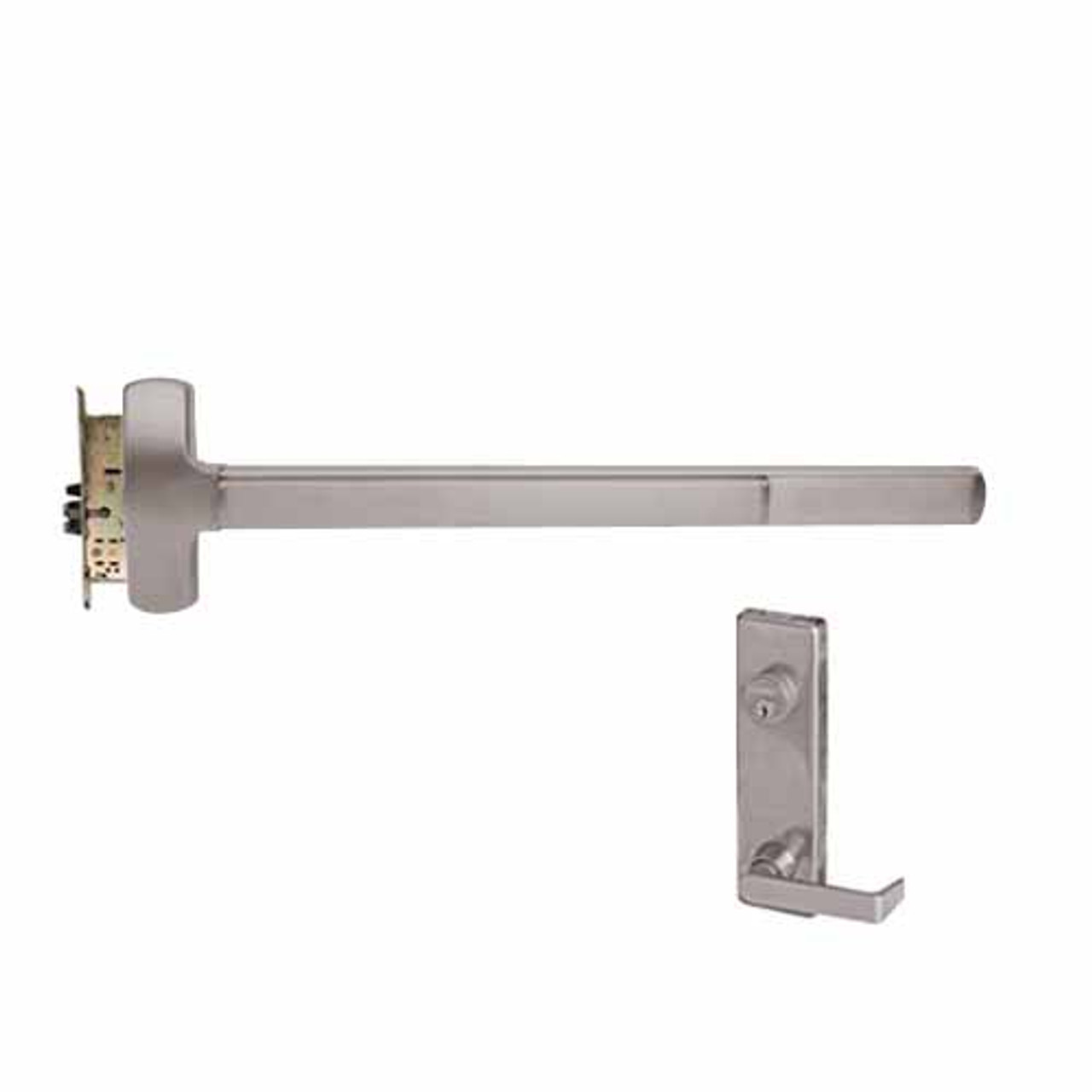 RXMELF-25-M-L-Dane-US28-3-LHR Falcon 25 Series Request to Exit Fire Rated Mortise Lock Devices with 510L Dane Lever Trim in Anodized Aluminum