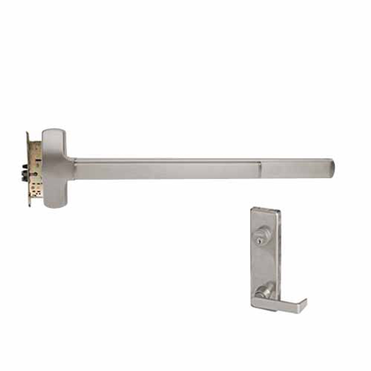 RXMELF-25-M-L-Dane-US32D-3-LHR Falcon 25 Series Request to Exit Fire Rated Mortise Lock Devices with 510L Dane Lever Trim in Satin Stainless Steel