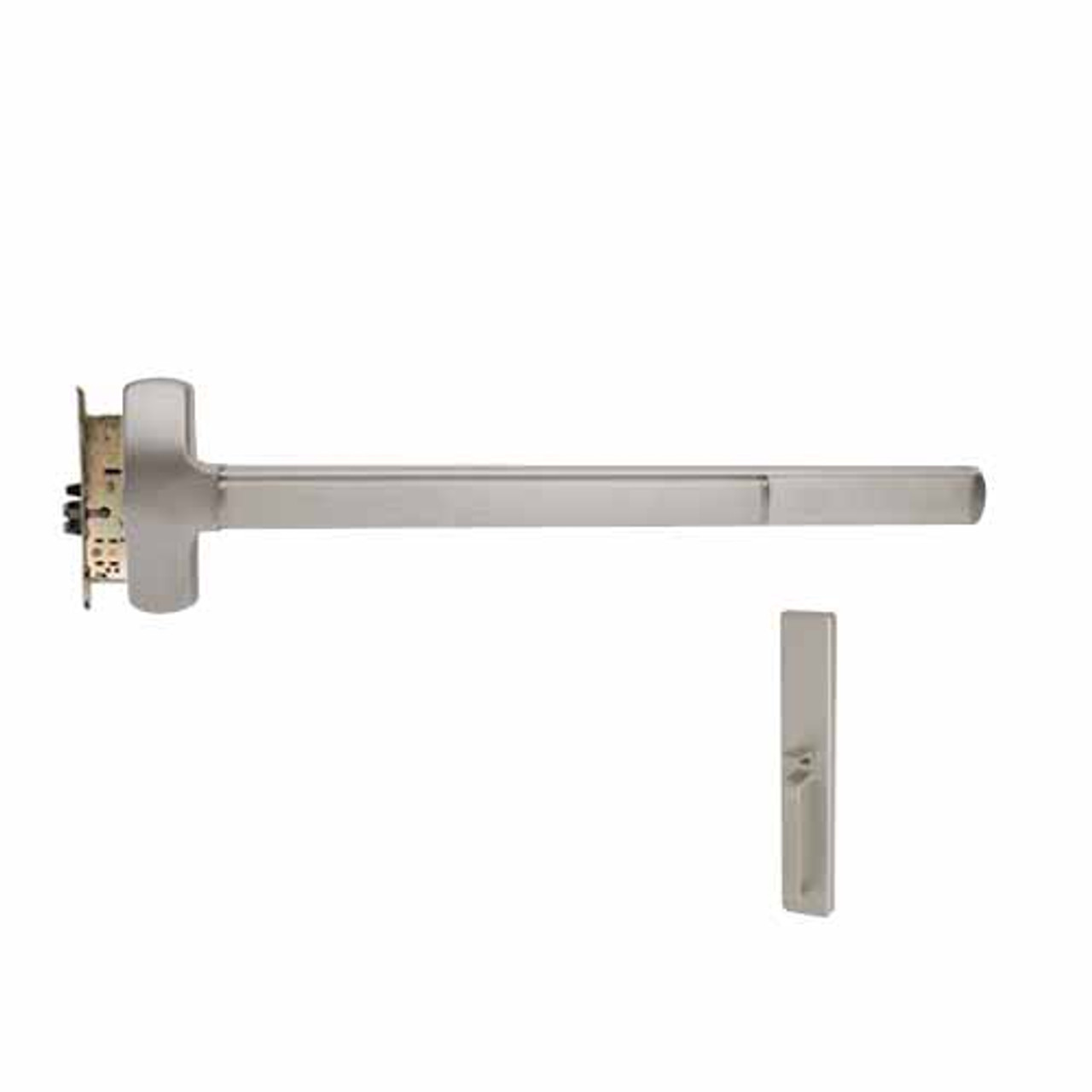 RXMELF-25-M-TP-BE-US32D-4-RHR Falcon 25 Series Request to Exit Fire Rated Mortise Lock Devices 512TP-BE Thumbpiece Trim with Blank Escutcheon in Satin Stainless Steel