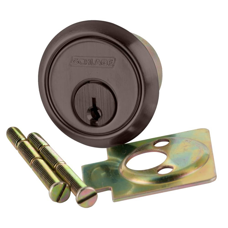20-021-P-613 Schlage 6-pin Rim Cylinder, P Keyway in Oil Rubbed Bronze