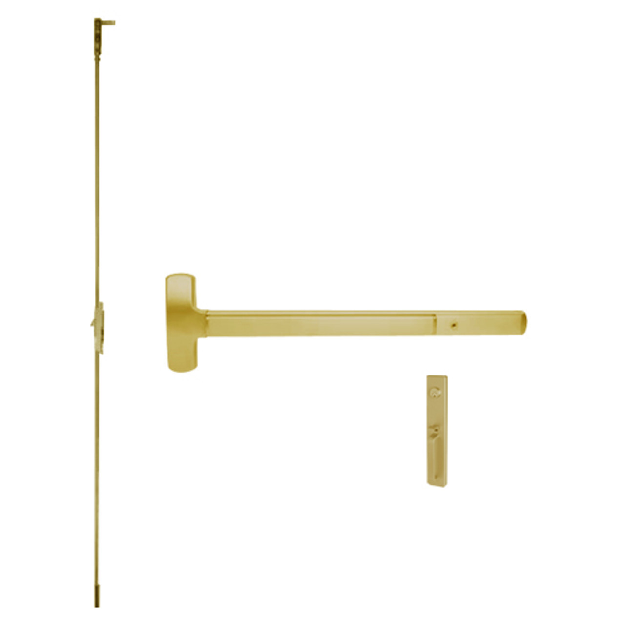RXMEL25-C-TP-US4-3 Falcon 25 Series Request to Exit Concealed Vertical Rod Devices with 512TP Thumbpiece Trim in Satin Brass