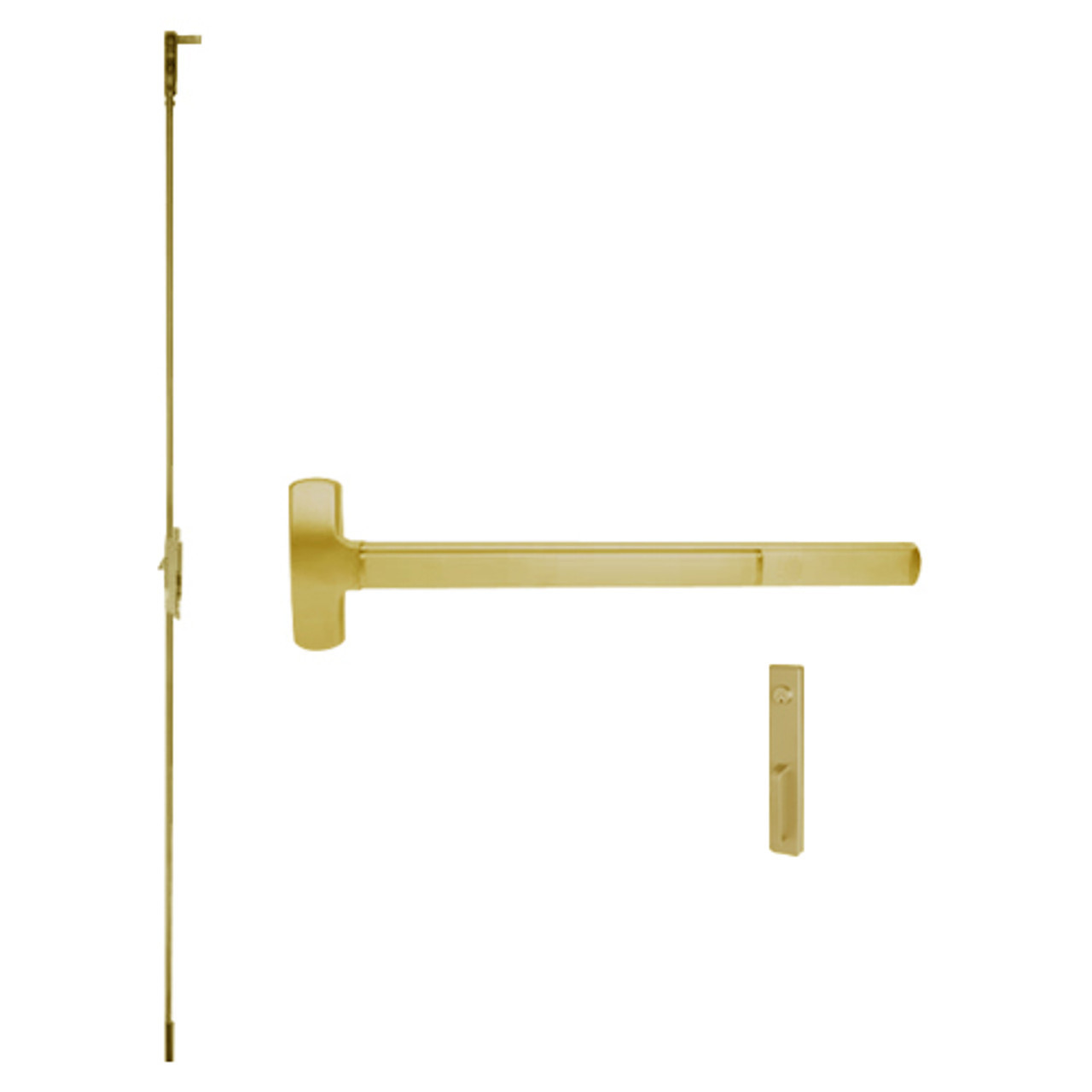 RXMELF-25-C-NL-US4-3 Falcon 25 Series Request to Exit Fire Rated Concealed Vertical Rod Devices with 512-NL Night Latch Trim in Satin Brass