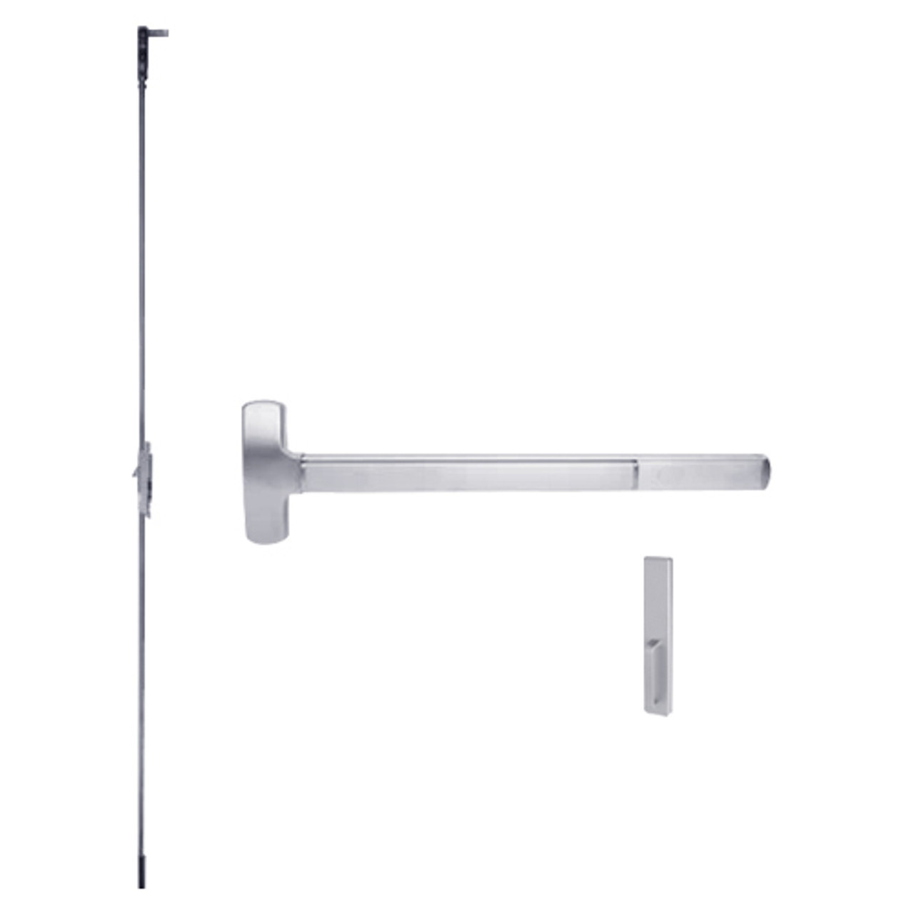 RXMELF-25-C-DT-US26-3 Falcon 25 Series Request to Exit Fire Rated Concealed Vertical Rod Devices with 512DT Dummy Trim in Polished Chrome