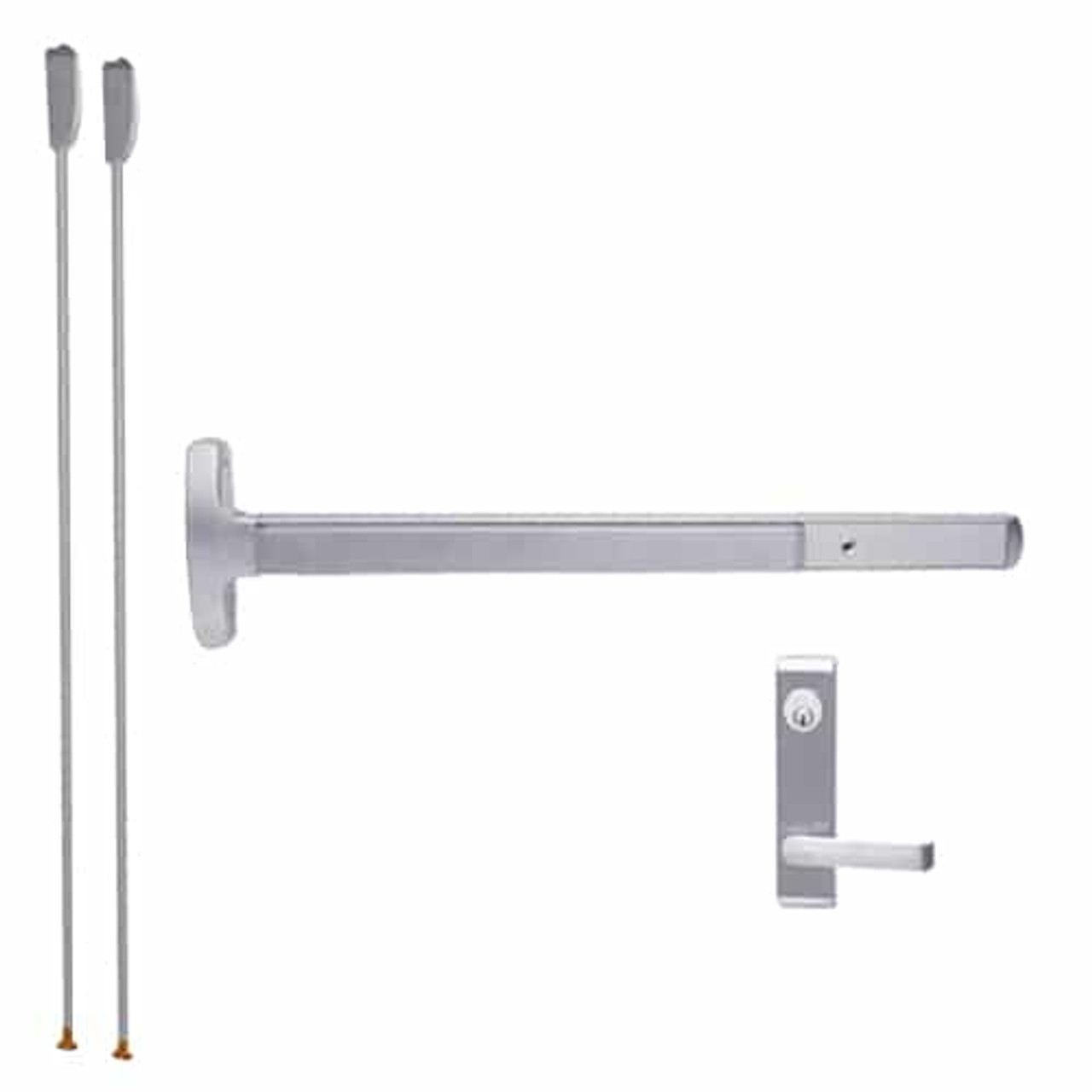 RXMEL24-V-L-Dane-US26D-4-LHR Falcon Exit Device in Satin Chrome