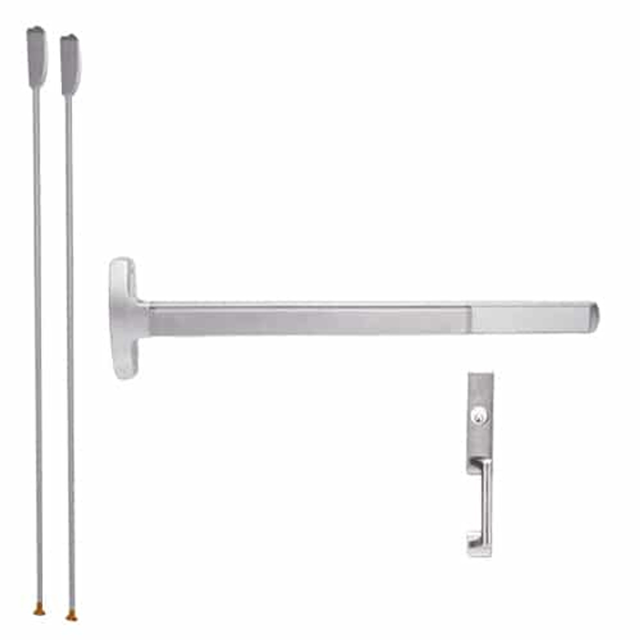 RXMELF-24-V-NL-US32-3-LHR Falcon Exit Device in Polished Stainless Steel