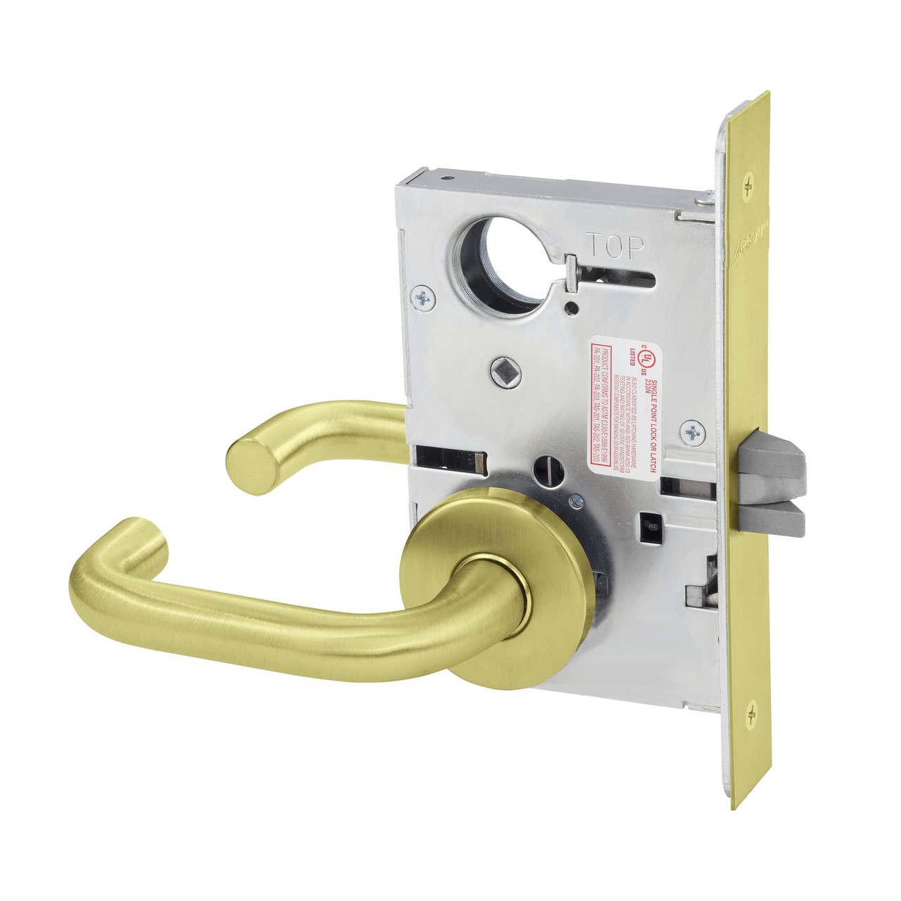 Arrow BMX19 Dormitory/Exit Mortise Lock, Hastings Lever with G Escutcheon, Satin Brass