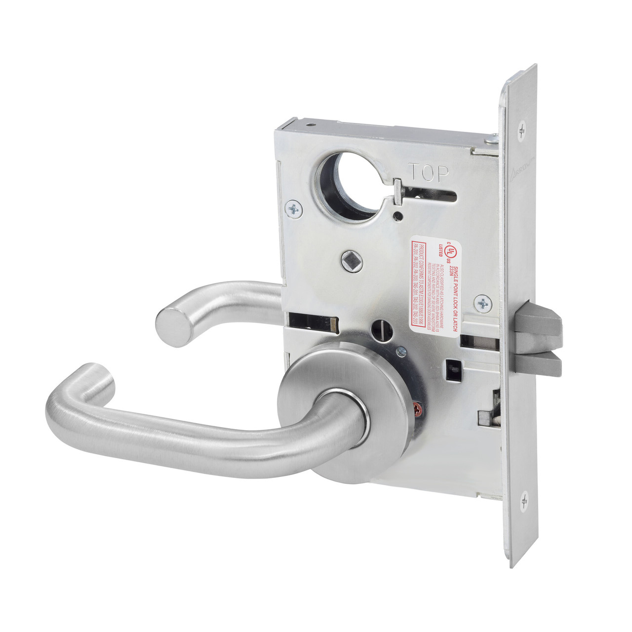 Arrow BMX11 Apartment/Front Door Mortise Lock, Hastings Lever with G Escutcheon, Satin Chrome, Less Cylinder