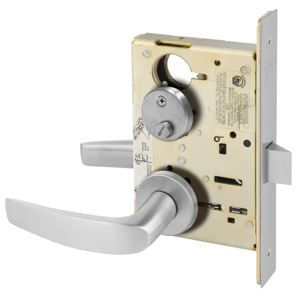 8265-LNB-04 Sargent 8200 Series Dormitory/Bedroom Mortise Lock with LN Trim in Satin Brass