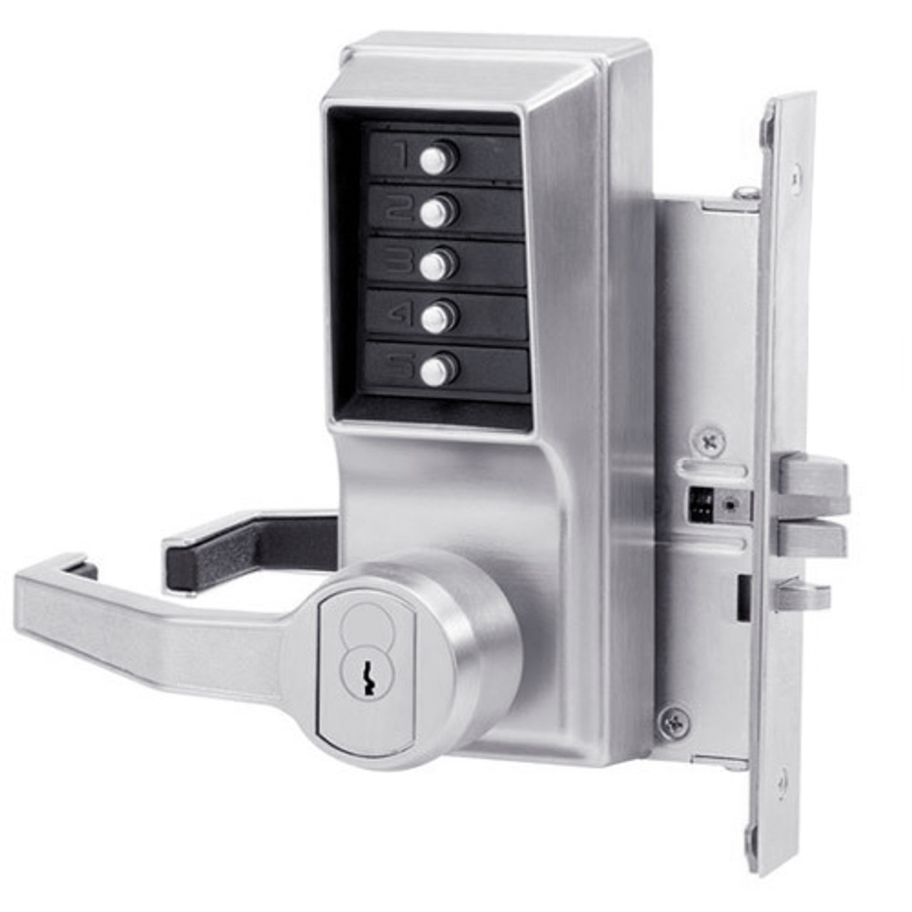 Simplex Pushbutton Lock in Satin Chrome Finish