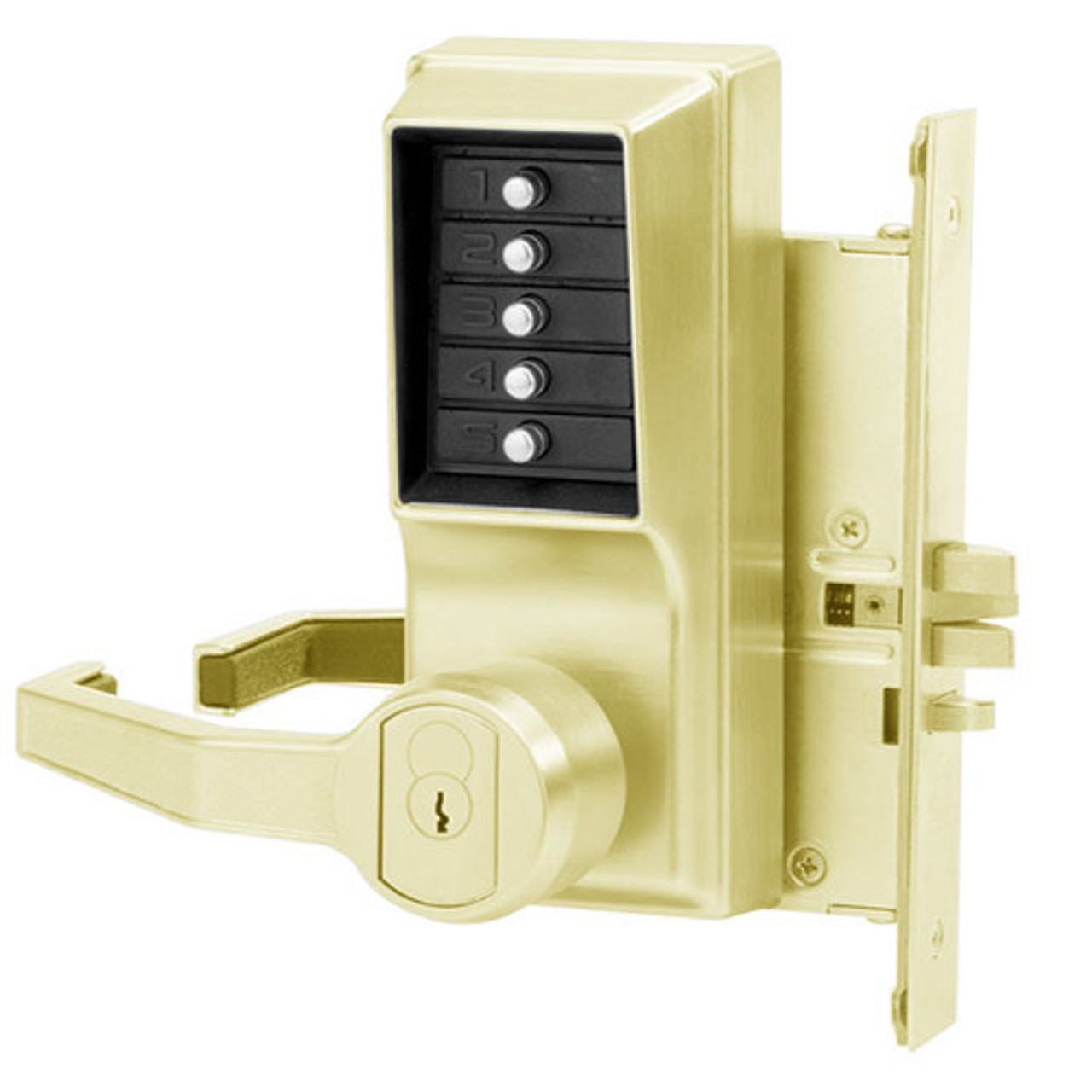 Simplex Pushbutton Lock in Bright Brass Finish