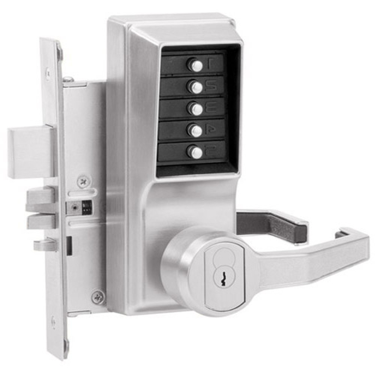 Simplex Pushbutton Lock in Satin Chrome Finish