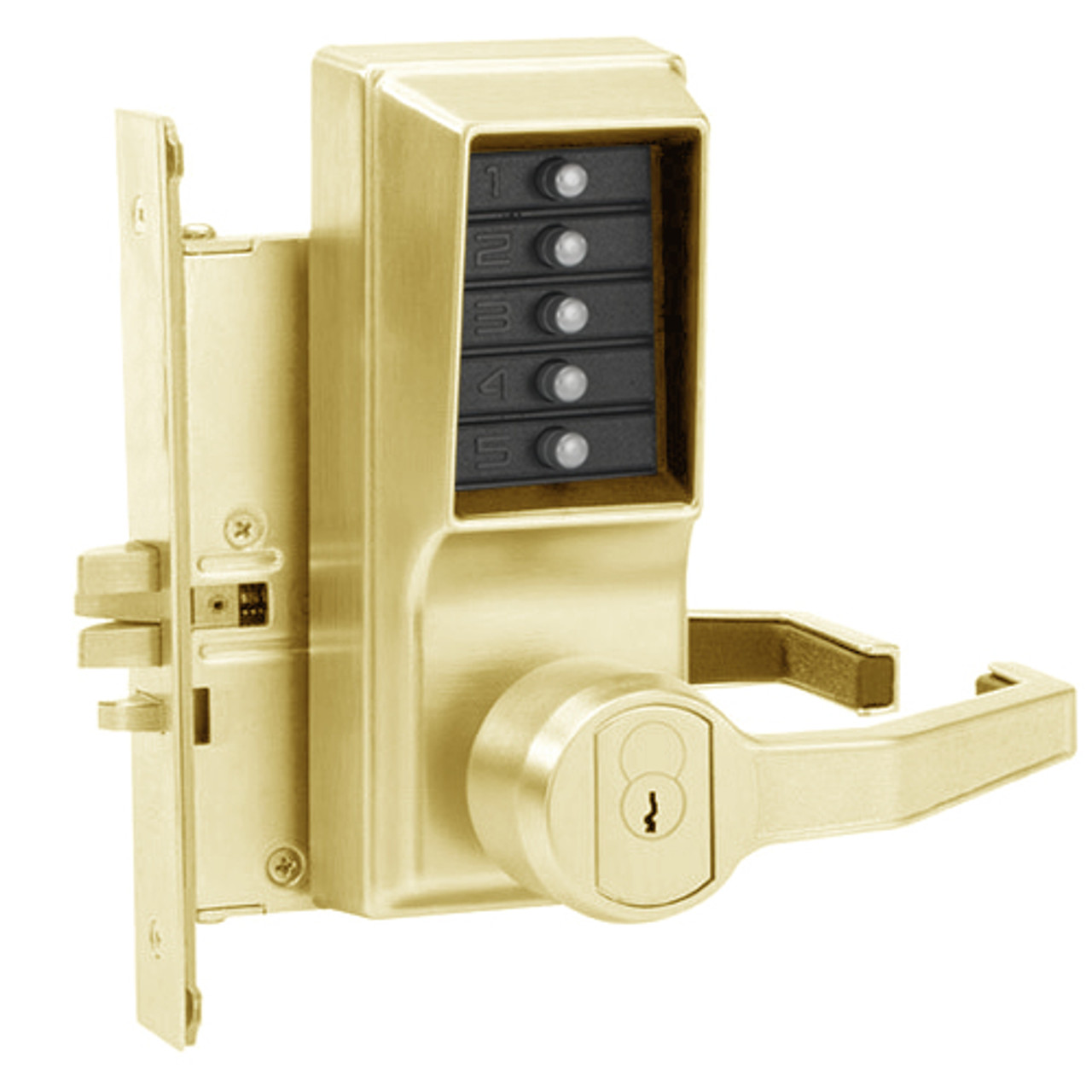 Simplex Pushbutton Lock in Bright Brass Finish