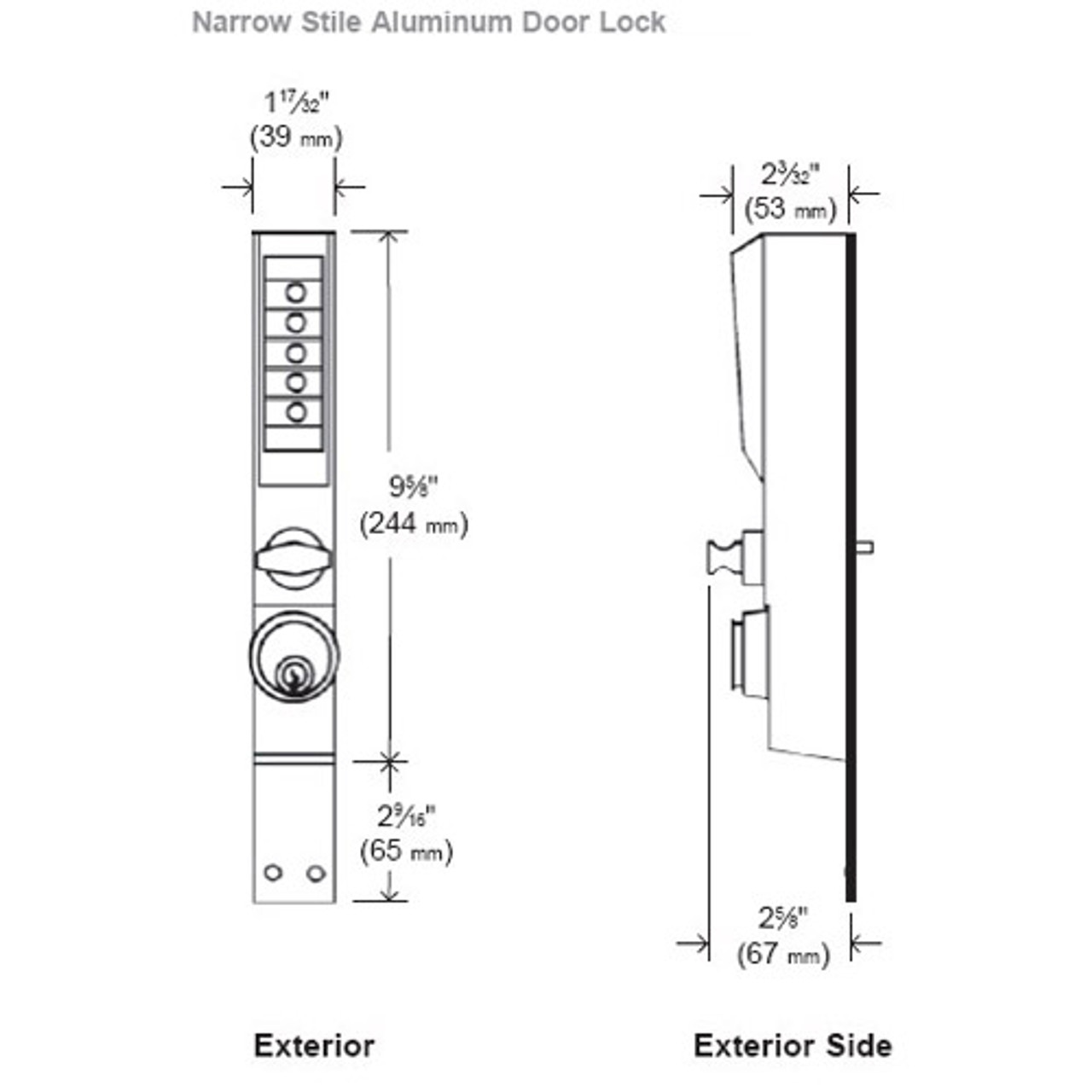 Simplex Narrow Stile Pushbutton Lock