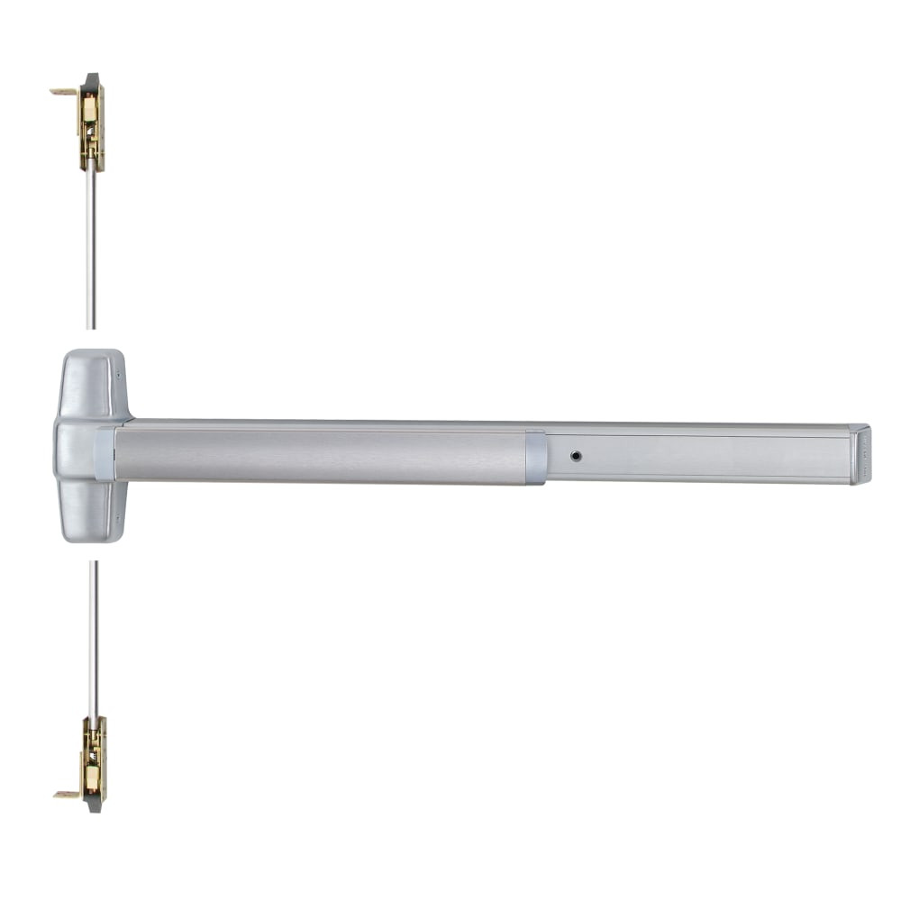 9847L-NL-07 3 US28 LHR Von Duprin 98 Series Night Latch Concealed Vertical Rod Exit Device in Anodized Aluminum