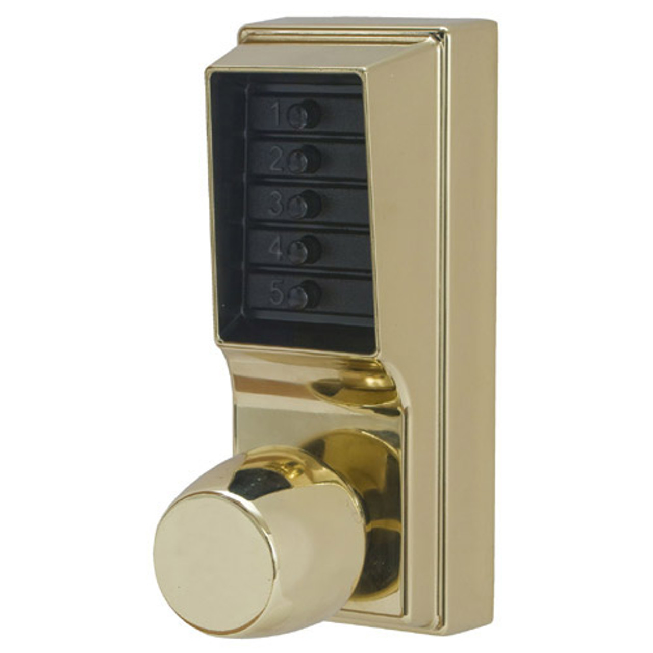 1031-03-41 Simplex Pushbutton Cylindrical Lock with Knob, Combination Entry,  Passage and no Key-Override in Bright Brass Lock Depot Inc