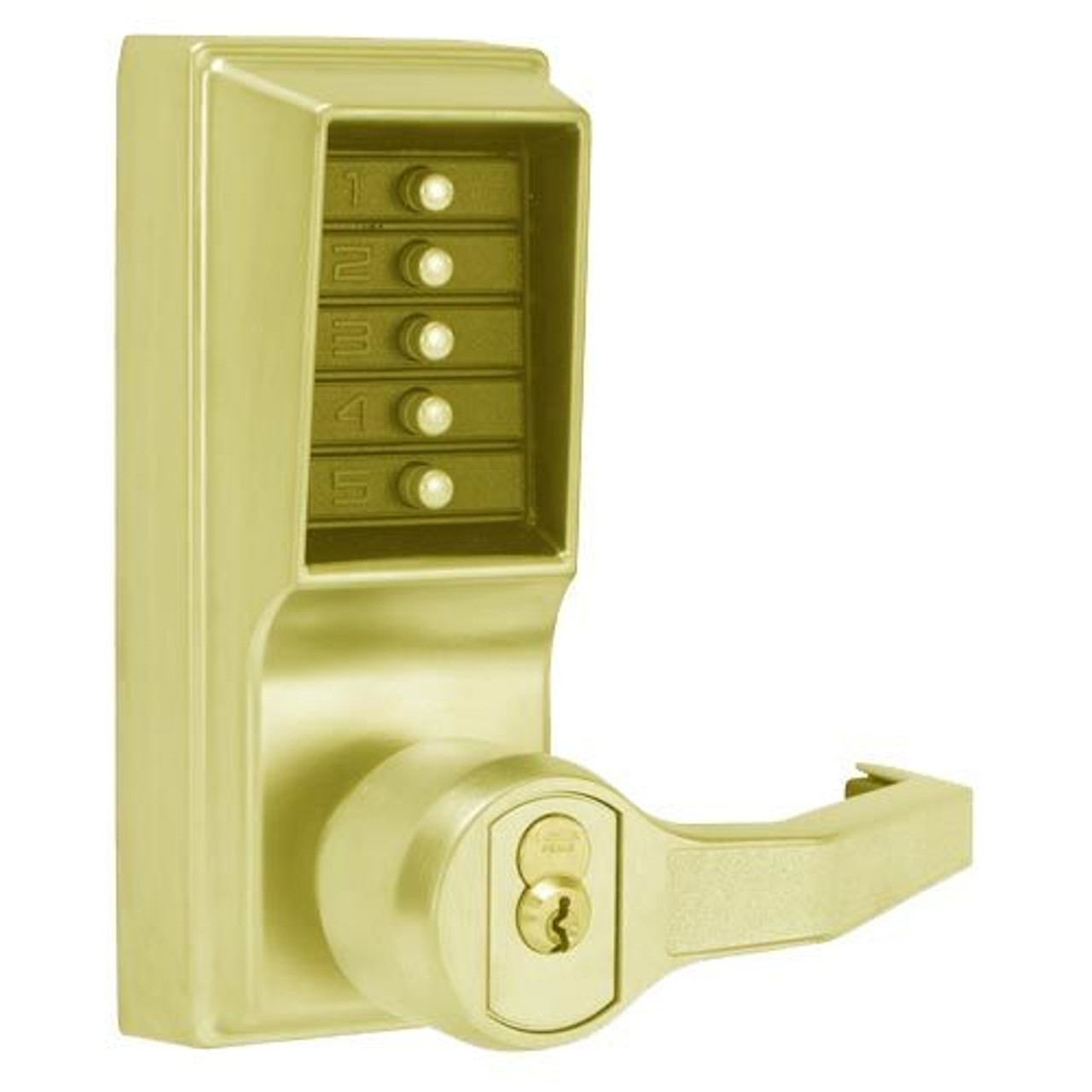 Simplex Pushbutton Lock in Bright Brass Finish