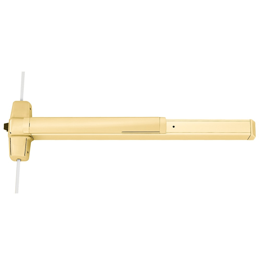 9857L-07 4 US3 RHR Von Duprin 98 Series Classroom Surface Three Point Latch Exit Device in Bright Brass