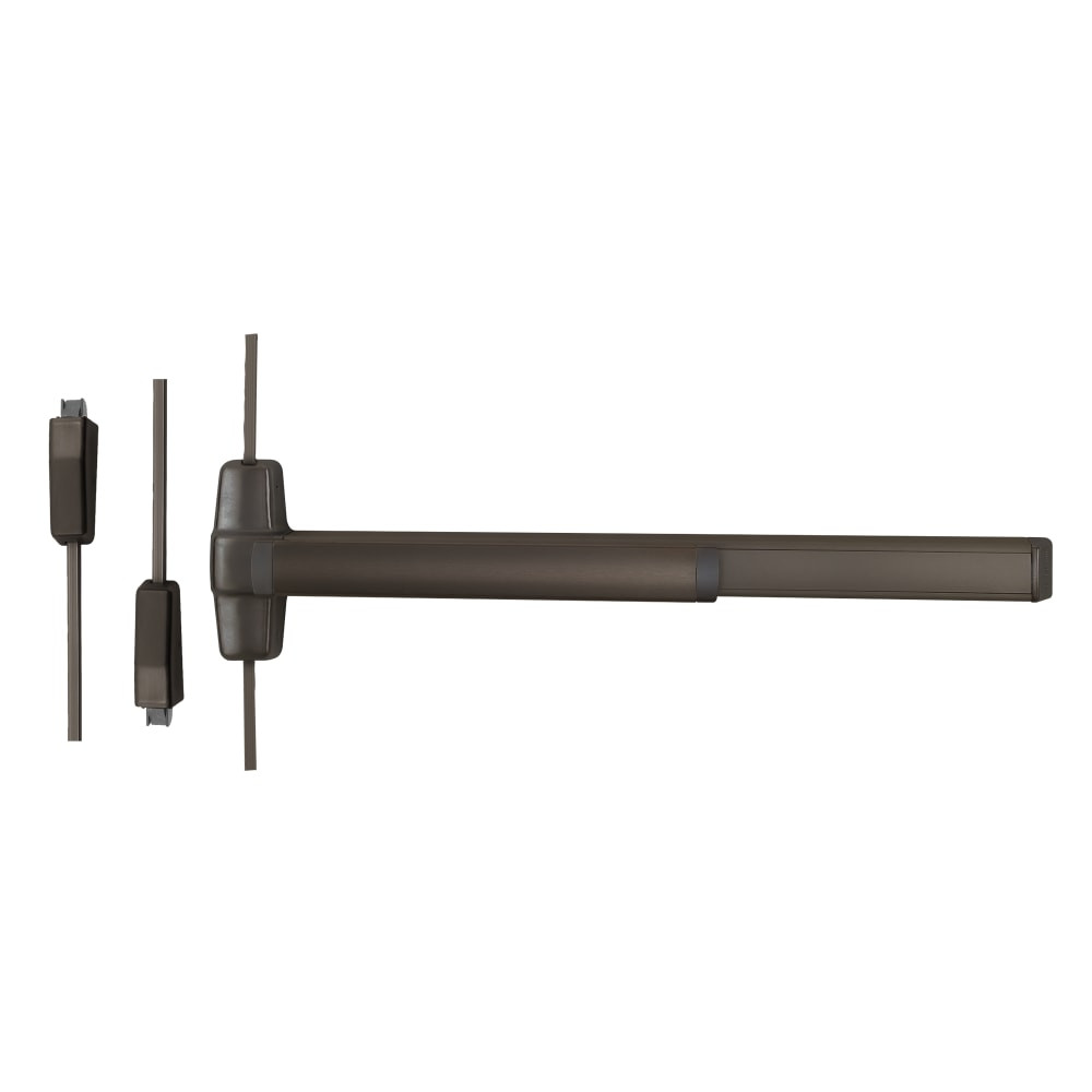 QEL9827L-NL-06-F 4 643E LHR Von Duprin 98 Series Night Latch Fire Rated Surface Vertical Rod Exit Device in Aged Bronze