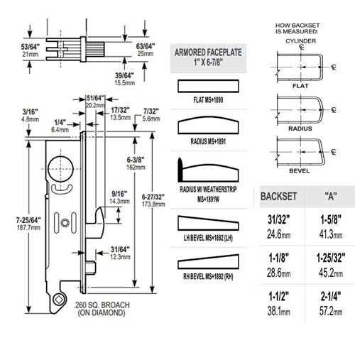 MS+1890-402-5-313 Adams Rite MS+1890 Series Deadlock/Deadlatch