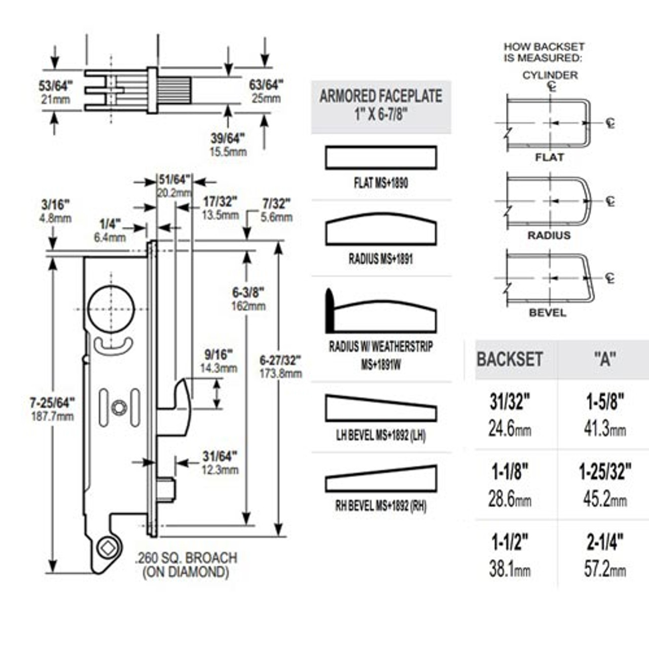 MS+1891W-301-6-313 Adams Rite MS+1891W Series Deadlock/Deadlatch