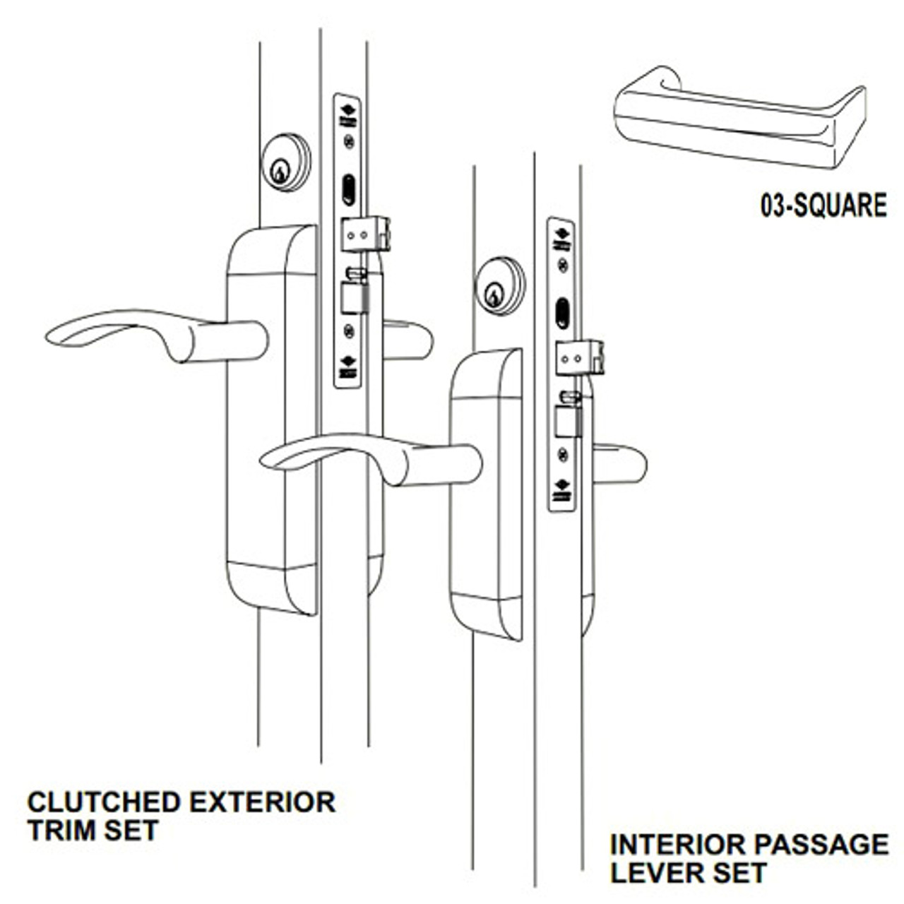 2190-311-203-32D Adams Rite Dual Force Interconnected 2190 series Deadlock/Deadlatch