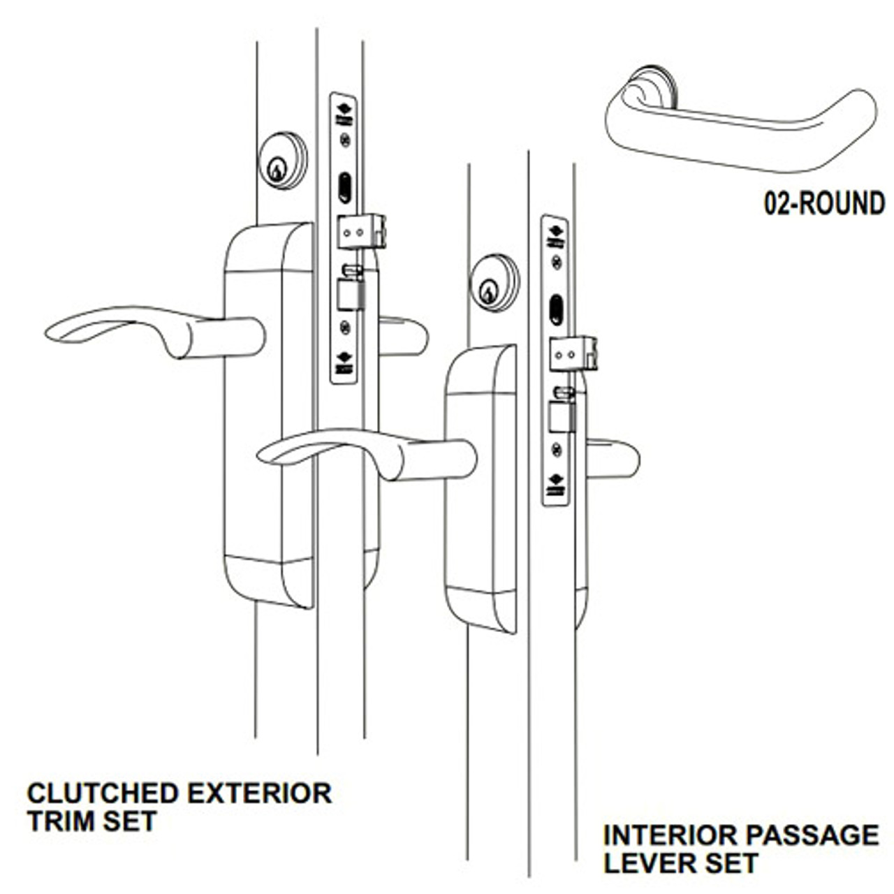 2190-311-302-04 Adams Rite Dual Force Interconnected 2190 series Deadlock/Deadlatch