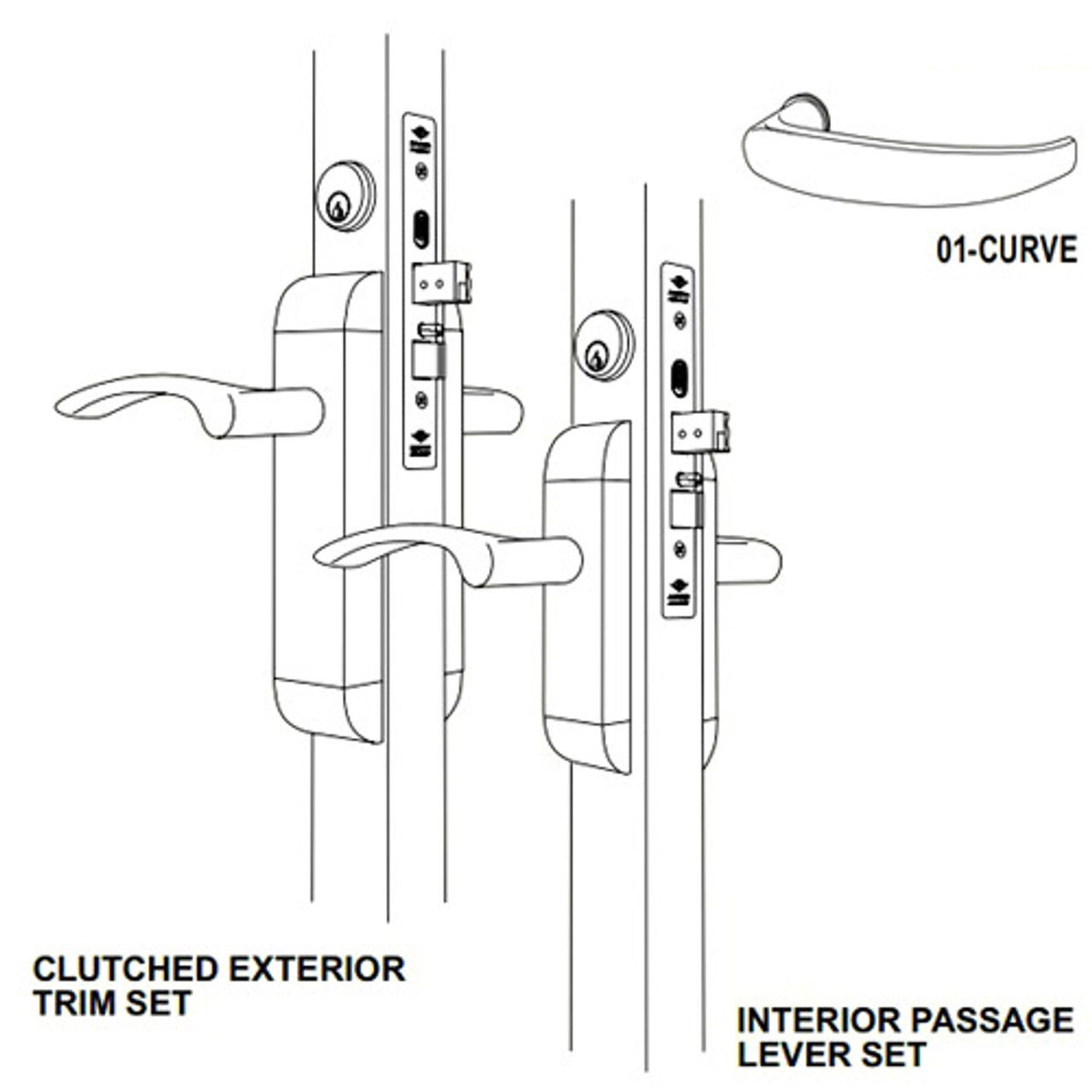 2190-312-101-10B Adams Rite Dual Force Interconnected 2190 series Deadlock/Deadlatch