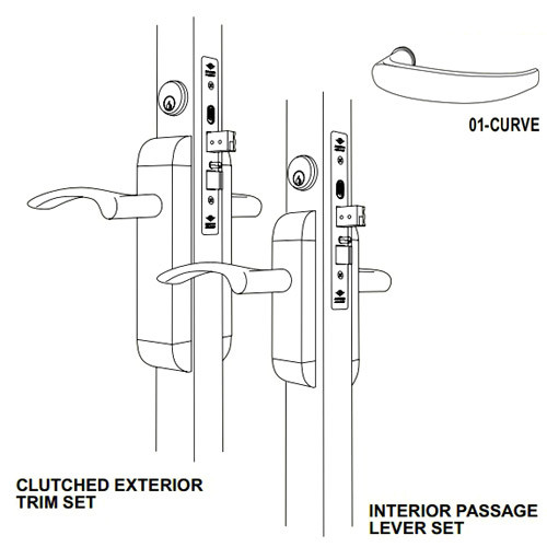 2190-313-301-32D Adams Rite Dual Force Interconnected 2190 series Deadlock/Deadlatch