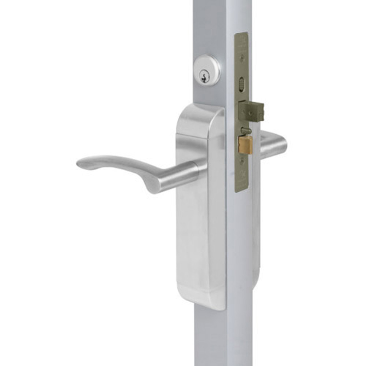 2190-322-202-32D Adams Rite Dual Force Interconnected 2190 series Deadlock/Deadlatch in Satin Stainless