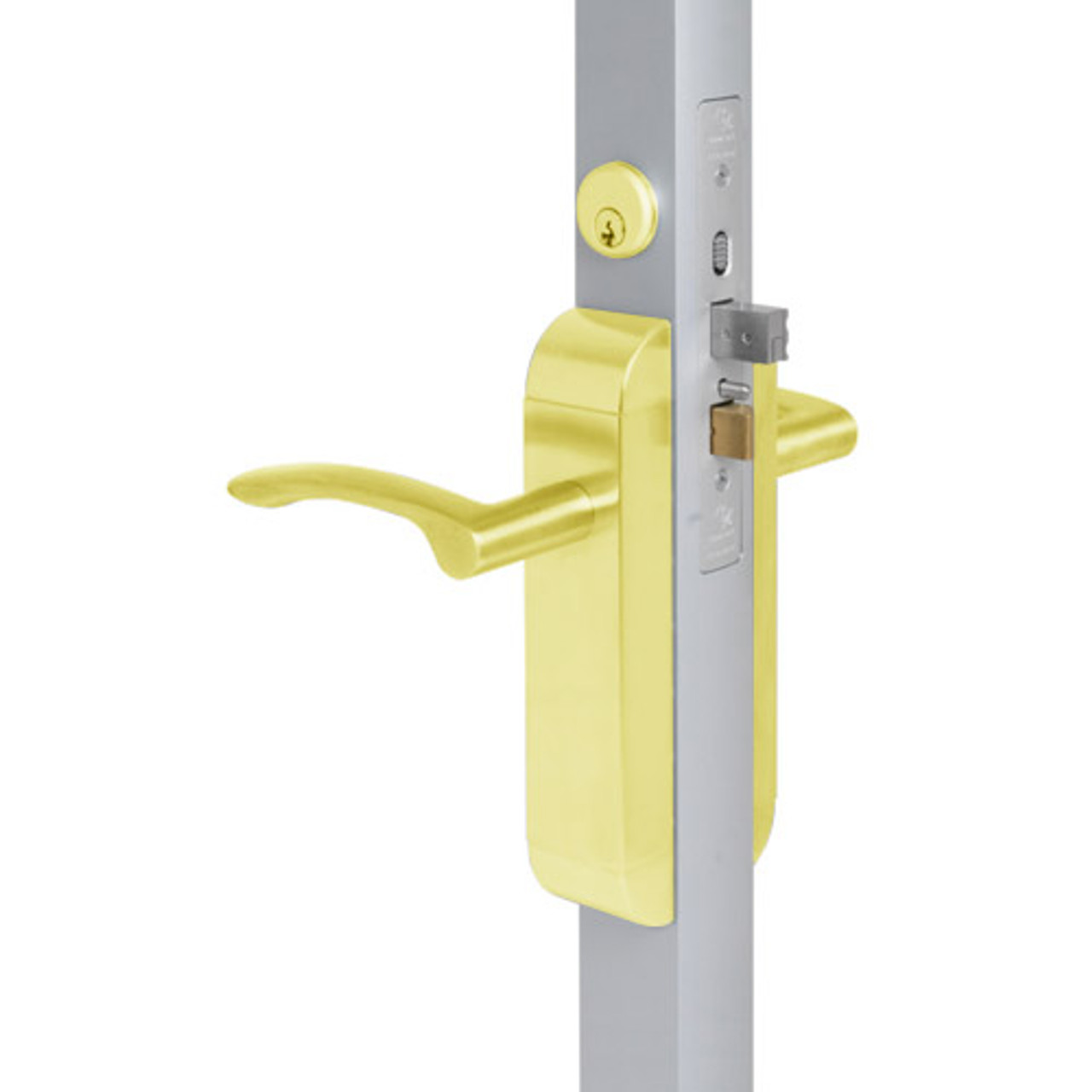 2190-411-302-03 Adams Rite Dual Force Interconnected 2190 series Deadlock/Deadlatch in Bright Brass