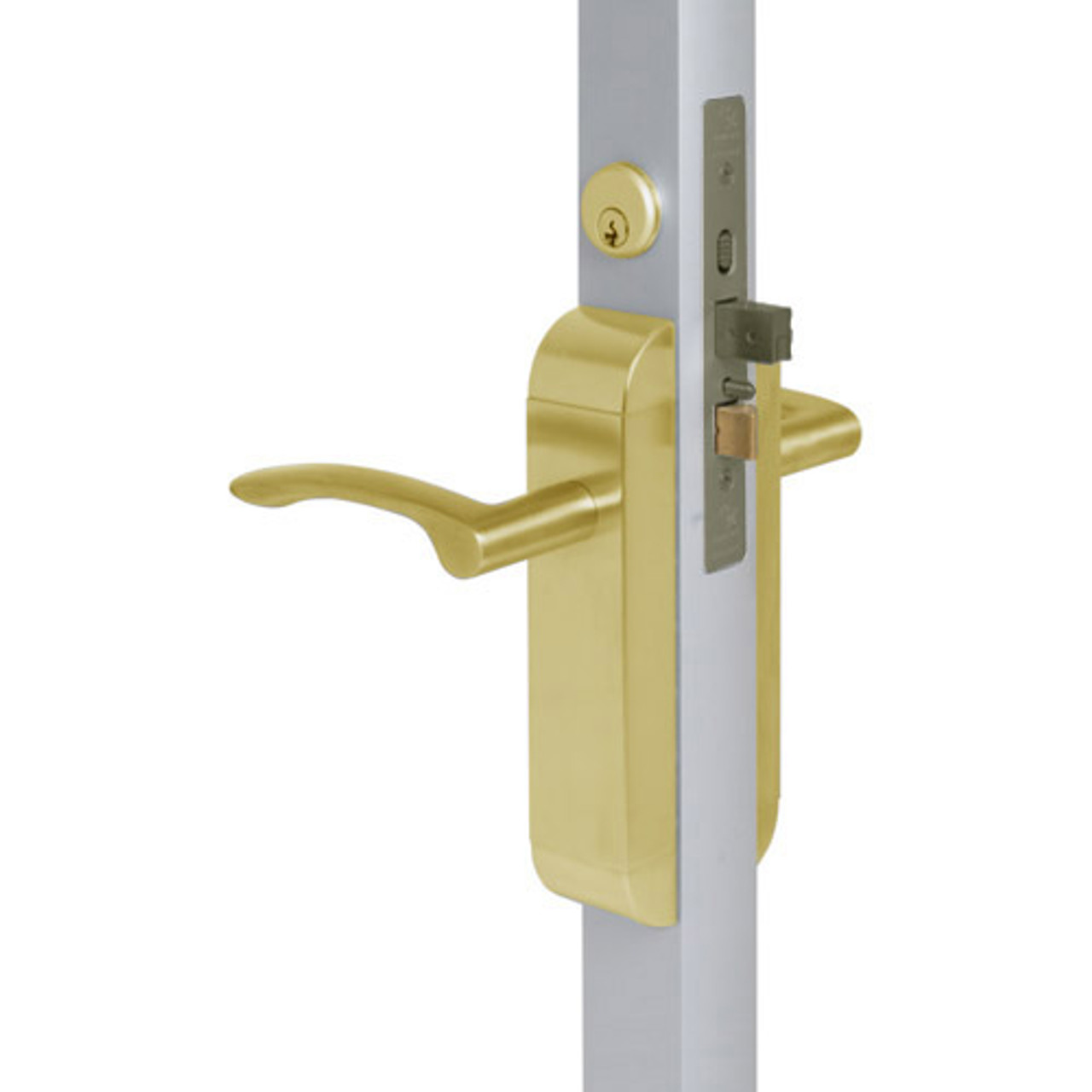 2190-412-203-04 Adams Rite Dual Force Interconnected 2190 series Deadlock/Deadlatch in Satin Brass