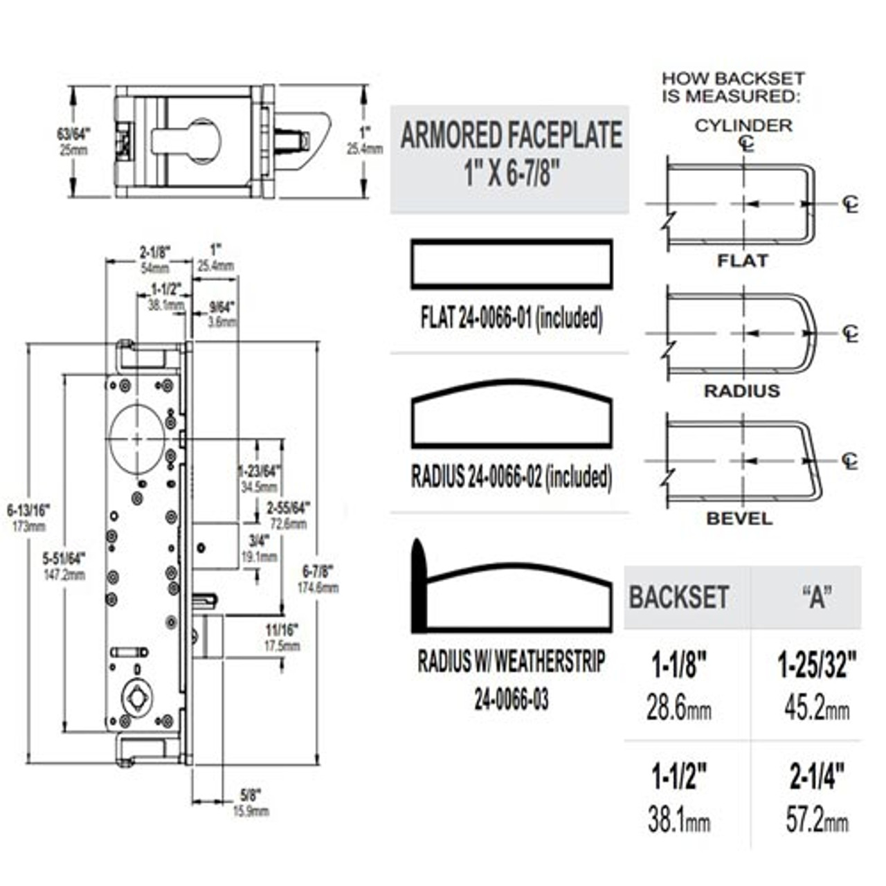 2190-421-302-32D Adams Rite Dual Force Lock with Radius Strike, Low Profile  Trim and 1-1/2