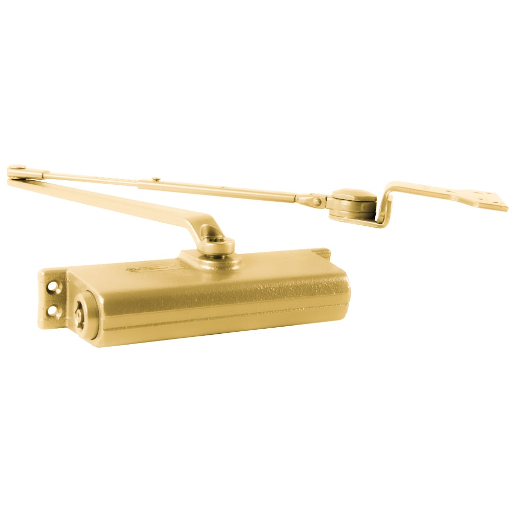 LCN 1261 with Hold Open Arm Slim Cover in Bright Brass