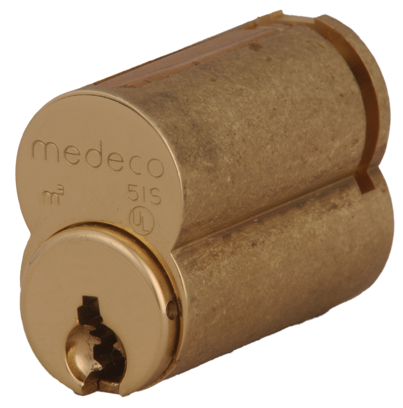 320101T-05-DLQ Medeco Medeco3 5-Pin LFIC Core DL Keyway Uncombinated in Bright Brass