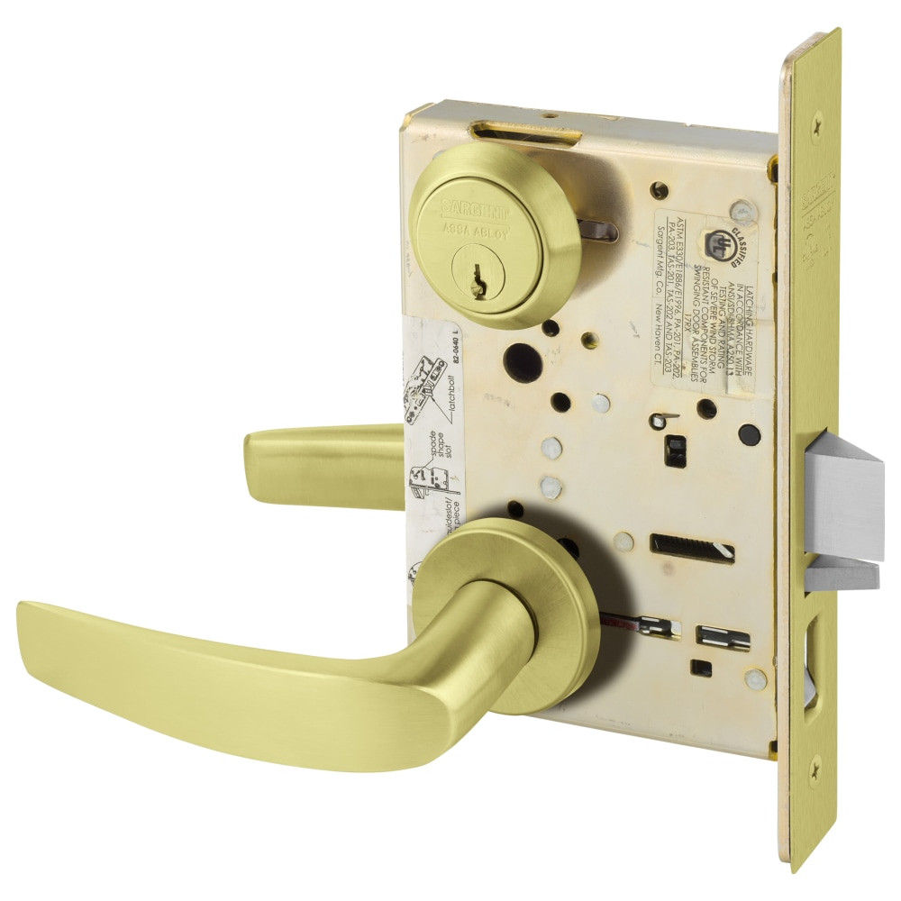 8255-LNB-4 Sargent 8200 Series Entry/Office Mortise Lock in Satin Brass