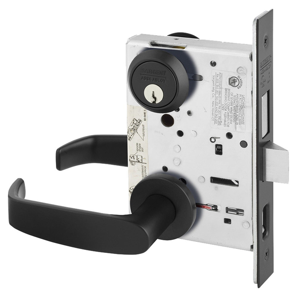 8246-LNL-BSP Sargent 8200 Series Dormitory Mortise Lock in Black Suede