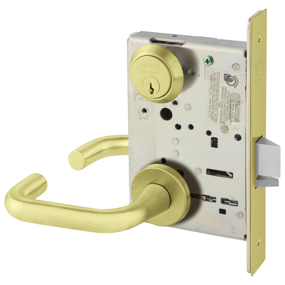 8237-LNJ-4 Sargent 8200 Series Classroom Mortise Lock in Satin Brass