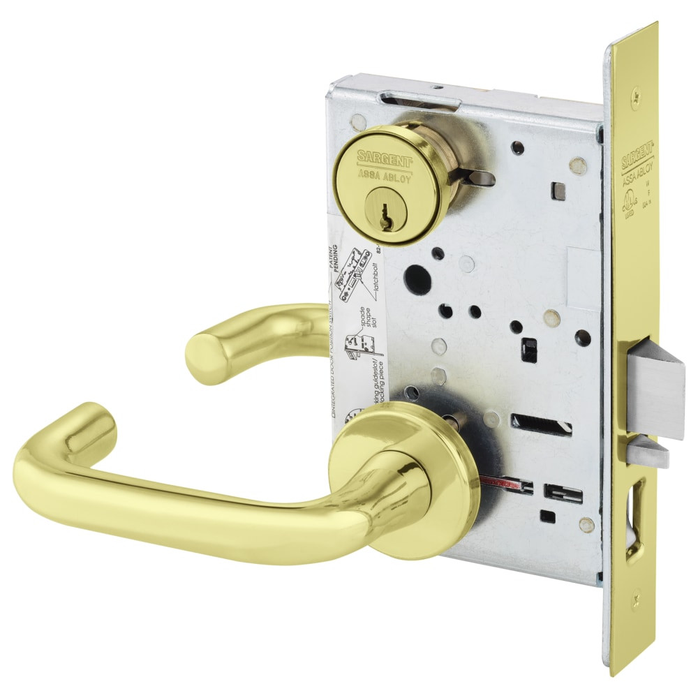 8255-LNJ-3 Sargent 8200 Series Entry/Office Mortise Lock in Bright Brass
