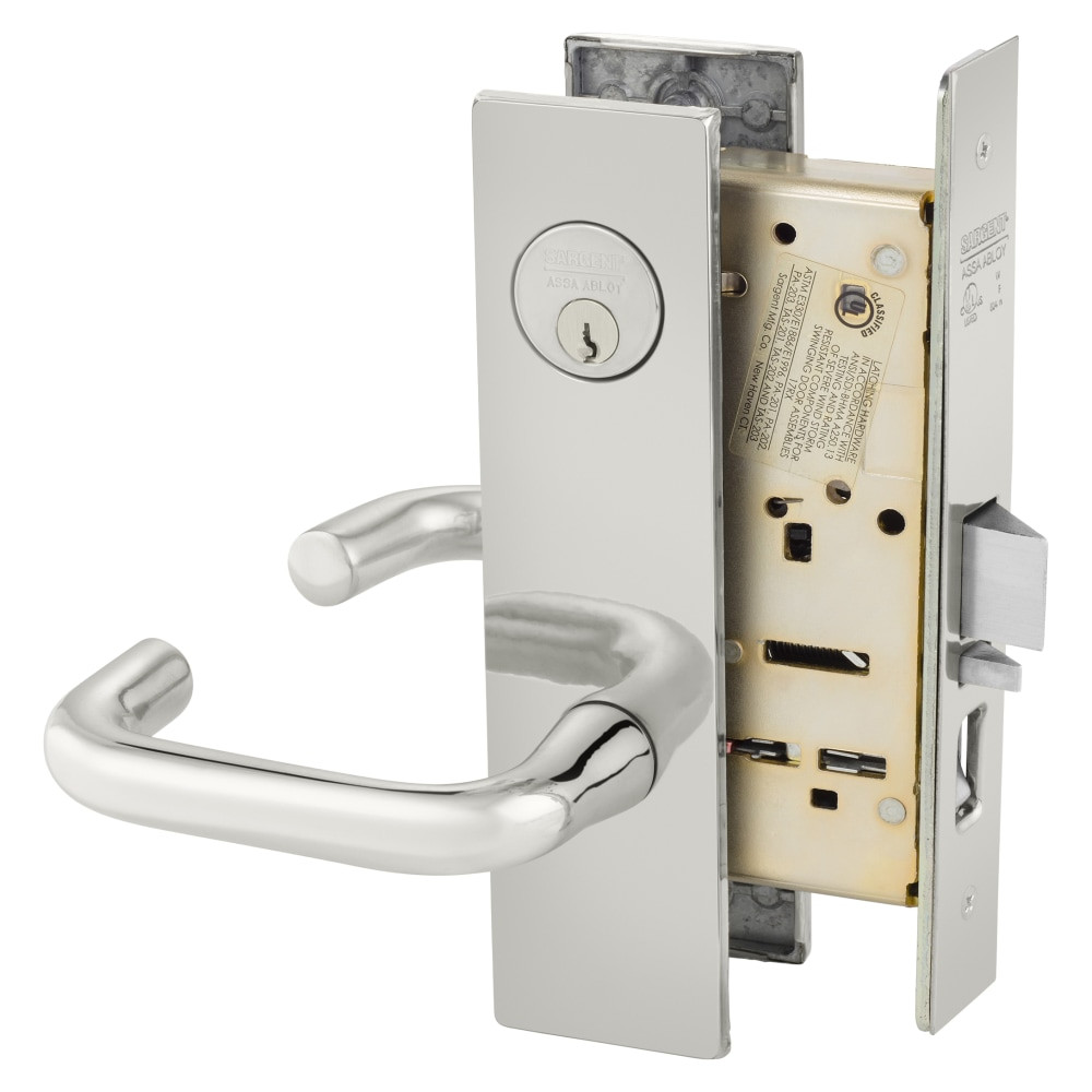 8255-LE1J-32 Sargent 8200 Series Entry/Office Mortise Lock in Bright Stainless