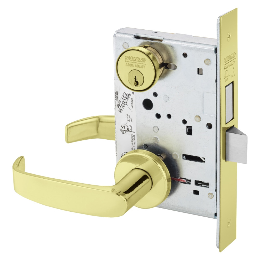 8224-LNL-3 Sargent 8200 Series Mortise Lock in Bright Brass