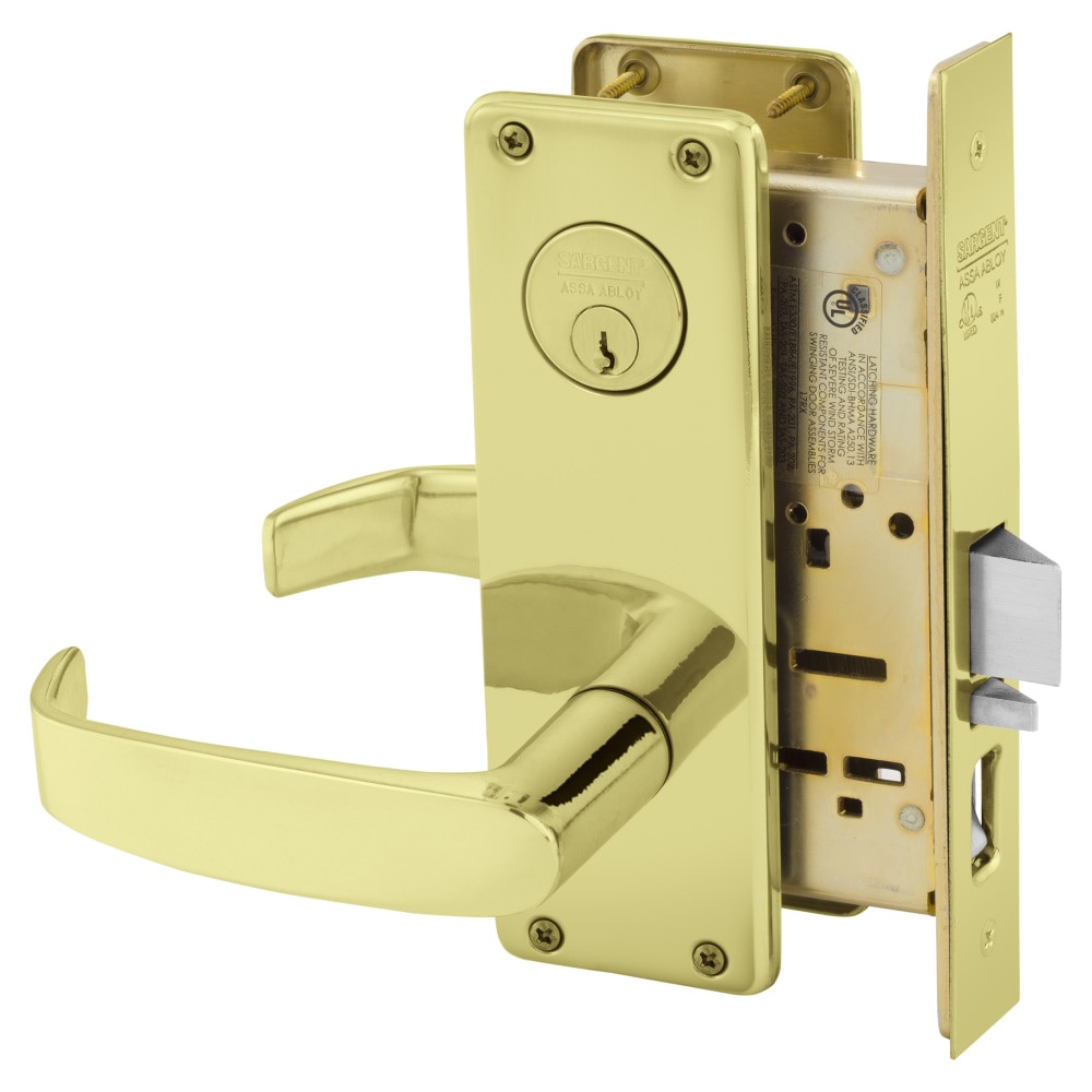 8255-WTL-3 Sargent 8200 Series Entry/Office Mortise Lock in Bright Brass