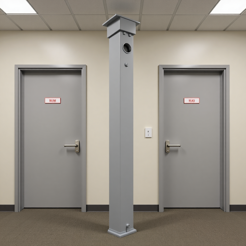 Sargent 12-980 Removable Fire-Rated Steel Mullion for Double Doors with Rim Exit Devices - installation context