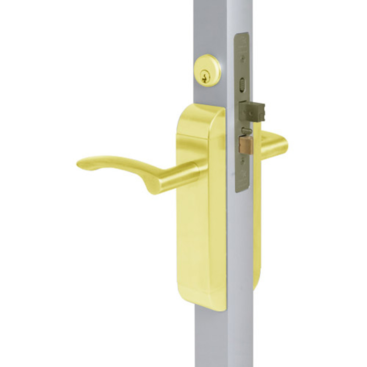 2190-442-101-03 Adams Rite Dual Force Interconnected 2190 series Deadlock/Deadlatch in Bright Brass