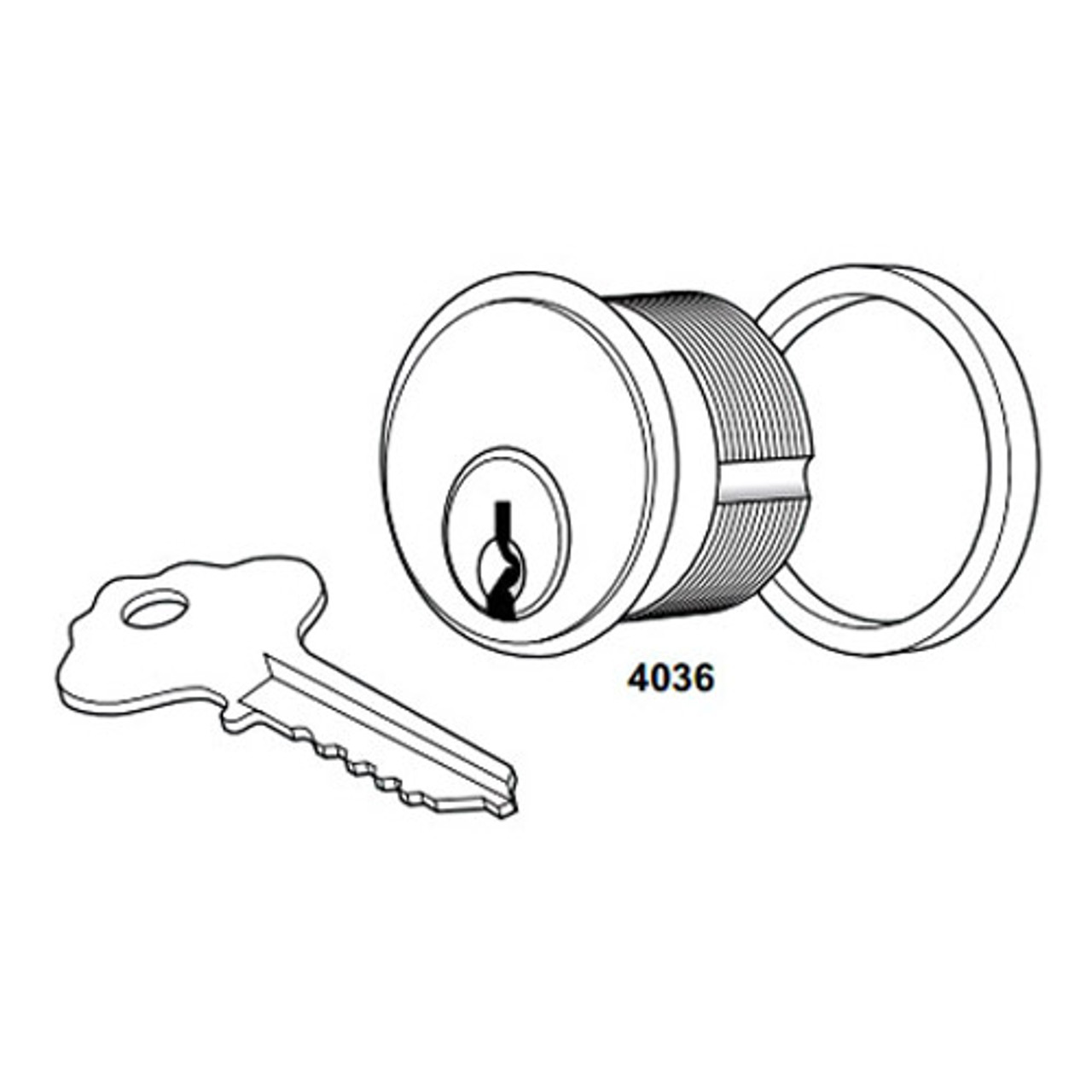4036-01-02-628 Adams Rite Mortise Cylinder in Clear Anodized